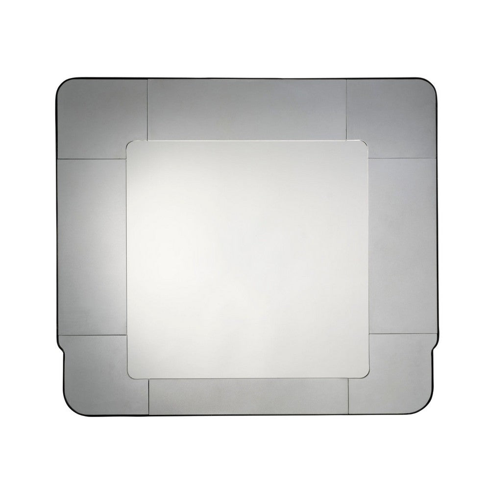 Fexo Wall Mirror, 45 Inch Mercury Glass Silver Frame, Hand Forged Iron -BM334604