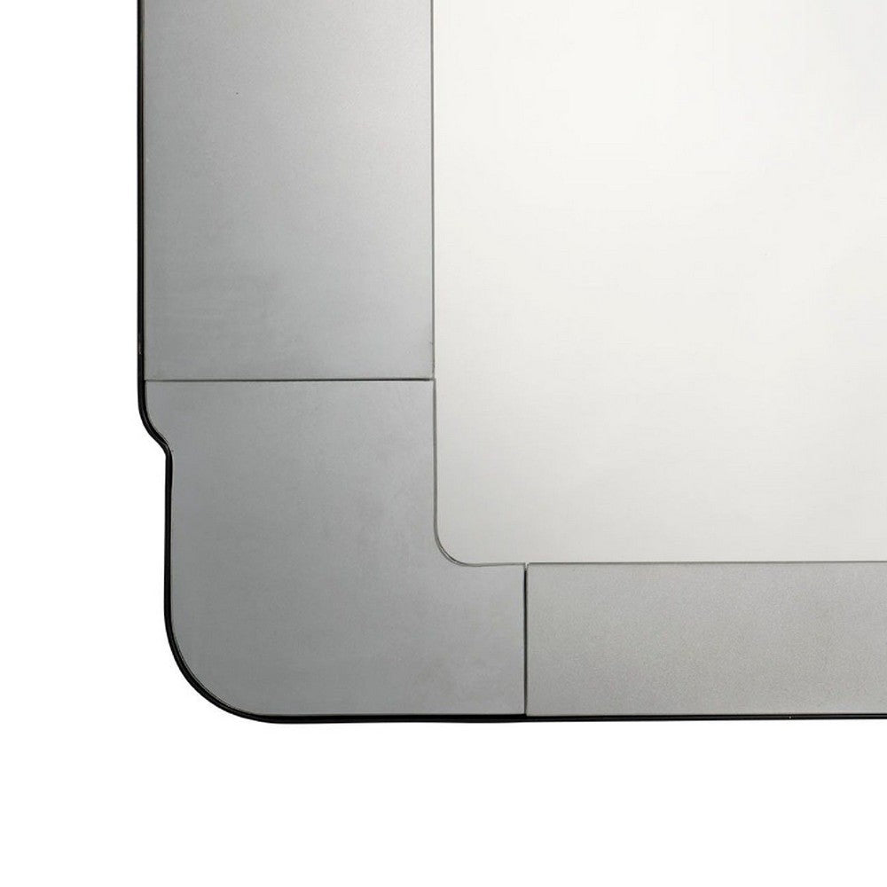 Fexo Wall Mirror, 45 Inch Mercury Glass Silver Frame, Hand Forged Iron -BM334604