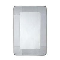 Fexo Wall Mirror, 36 Inch Mercury Glass Silver Frame, Hand Forged Iron -BM334605
