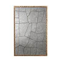 Heri Wall Decor Mirror, Mosaic Pattern, 35 Inch Hammered Brass Metal -BM334606