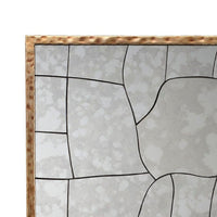 Heri Wall Decor Mirror, Mosaic Pattern, 35 Inch Hammered Brass Metal -BM334606