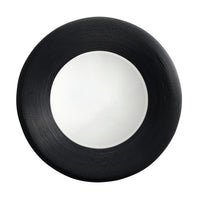 Defy Wall Mirror, 39 Inch Round Frame, Boho Style Black Natural Bamboo -BM334608