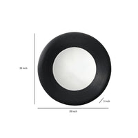 Defy Wall Mirror, 39 Inch Round Frame, Boho Style Black Natural Bamboo -BM334608