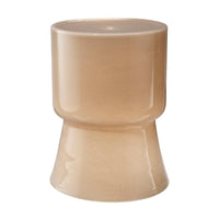 Hery Garden Side Table Stool, Hourglass, Glossy Brown Soda Lime Glass -BM334612