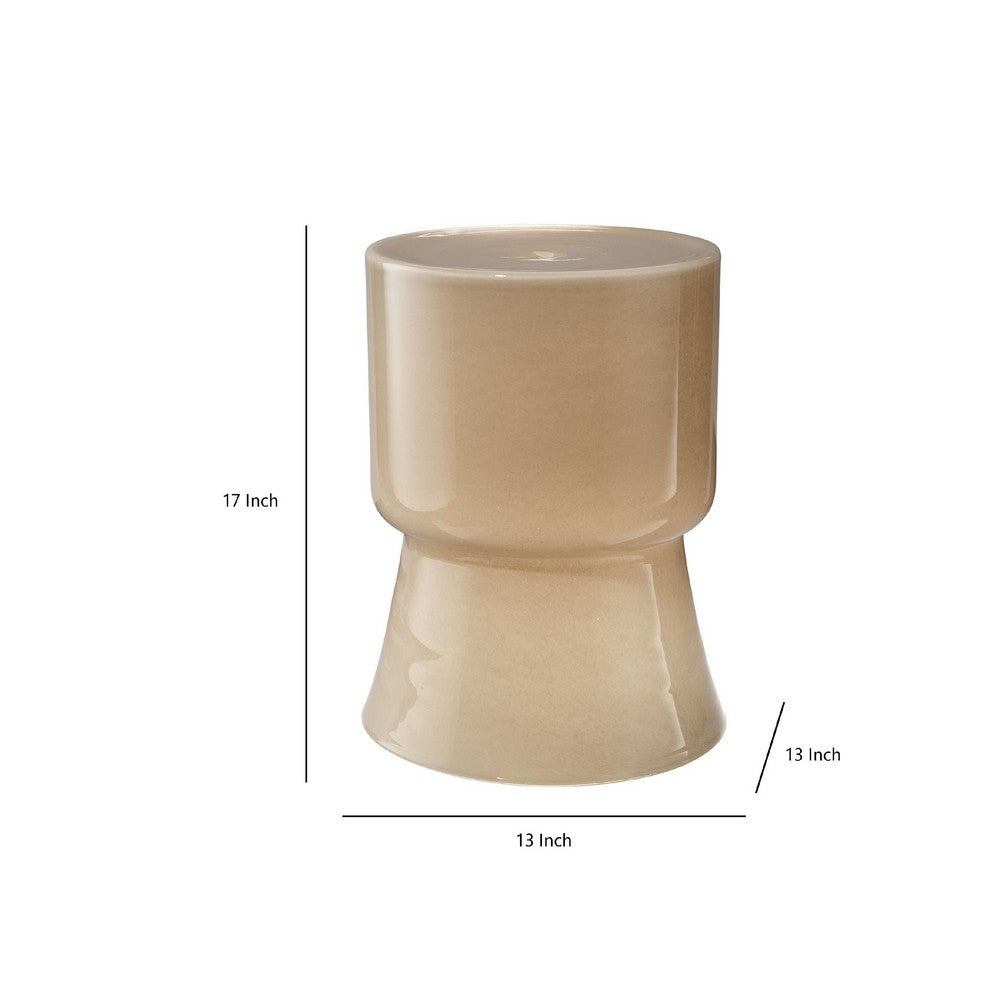 Hery Garden Side Table Stool, Hourglass, Glossy Brown Soda Lime Glass -BM334612