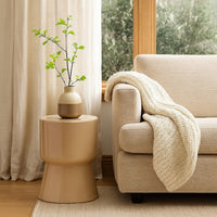 Hery Garden Side Table Stool, Hourglass, Glossy Brown Soda Lime Glass -BM334612