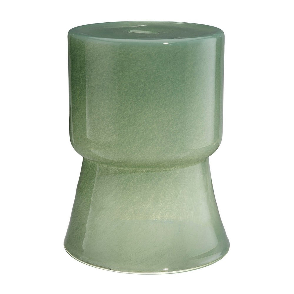 Hery Garden Side Table Stool, Hourglass, Glossy Green Soda Lime Glass -BM334613