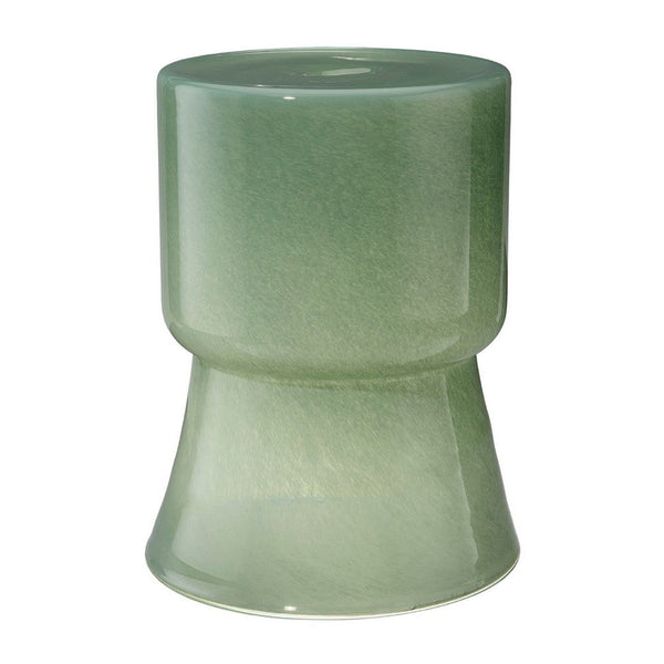 Hery Garden Side Table Stool, Hourglass, Glossy Green Soda Lime Glass -BM334613