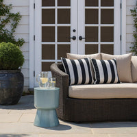 Hery Garden Side Table Stool, Hourglass, Glossy Blue Soda Lime Glass -BM334614