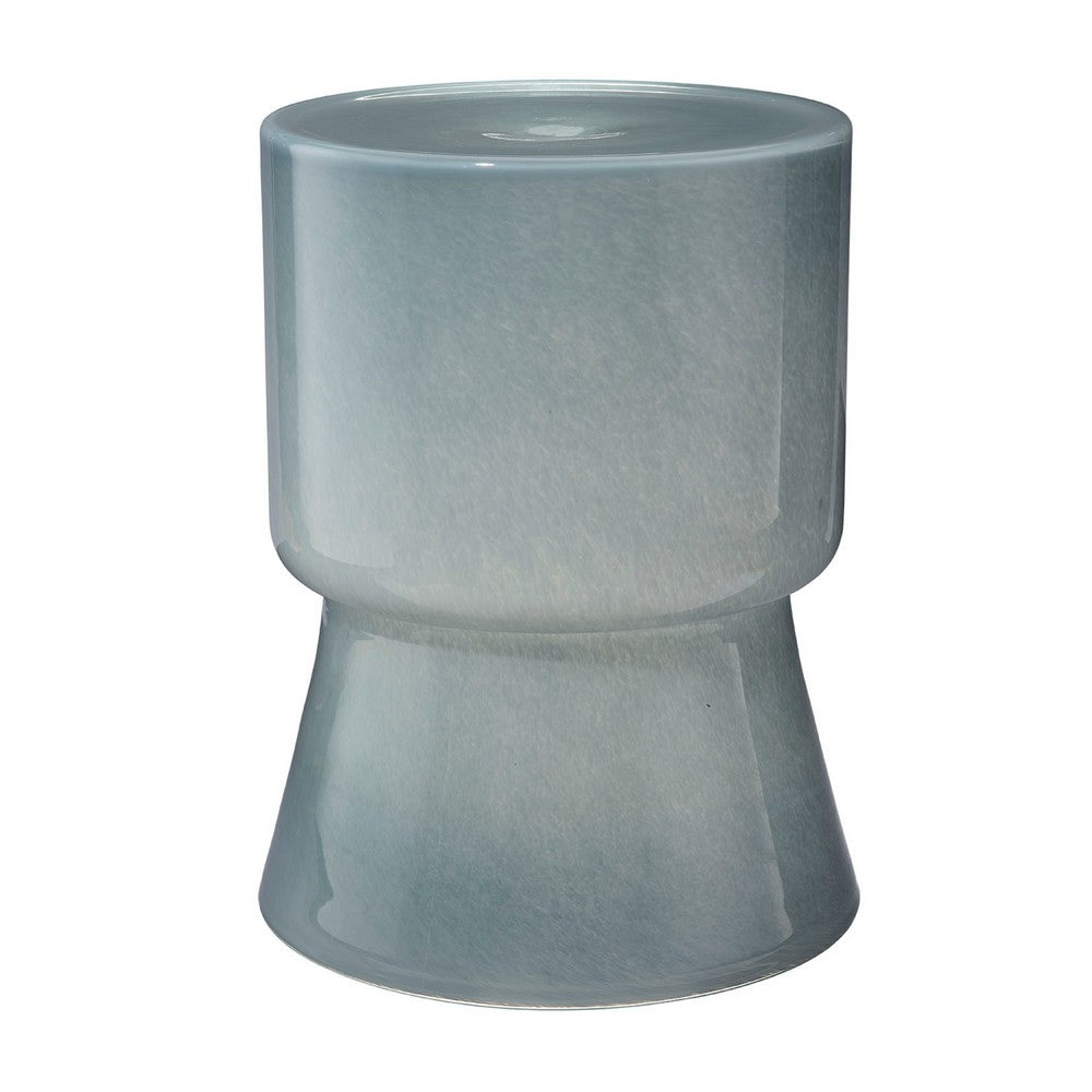 Hery Garden Side Table Stool, Hourglass, Glossy Blue Soda Lime Glass -BM334614