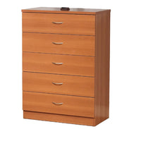 Rex Tall Dresser Chest, 5 Drawers, Metal Handles, Light Cherry Brown -BM334624