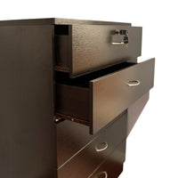 Rex Tall Dresser Chest, 5 Drawers with 1 Locking, Cocoa Red Brown -BM334627