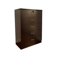 Rex Tall Dresser Chest, 5 Drawers with 1 Locking, Cocoa Red Brown -BM334627
