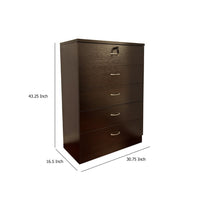 Rex Tall Dresser Chest, 5 Drawers with 1 Locking, Cocoa Red Brown -BM334627