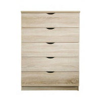 Vily Tall Dresser Chest, 5 Drawers Cutout Handles, Weathered White -BM334632