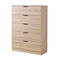 Vily Tall Dresser Chest, 5 Drawers Cutout Handles, Weathered White -BM334632