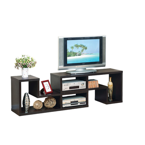 Lez 2pc TV Media Stand Set, Red Cocoa Brown Wood, Modular Display Unit -BM334633