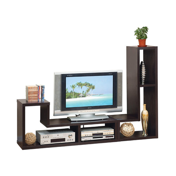 Lez 2pc TV Media Stand Set, Red Cocoa Brown Wood, Modular Display Unit -BM334633