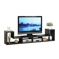 Lez 2pc TV Media Stand Set, Red Cocoa Brown Wood, Modular Display Unit -BM334633