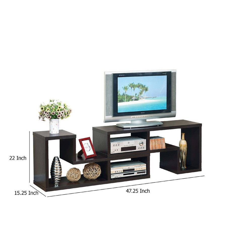 Lez 2pc TV Media Stand Set, Red Cocoa Brown Wood, Modular Display Unit -BM334633