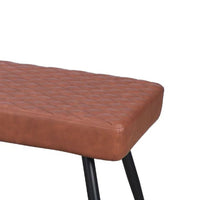 Lopi Dining Bench, 54 Inch Cognac Brown Faux Leather Seat, Metal Legs -BM334636