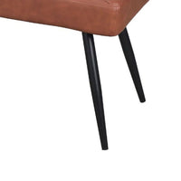 Lopi Dining Bench, 54 Inch Cognac Brown Faux Leather Seat, Metal Legs -BM334636