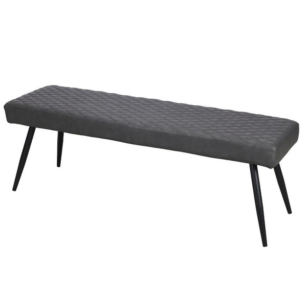 Lopi Dining Bench, 54 Inch Dark Gray Faux Leather Seat, Metal Legs -BM334637