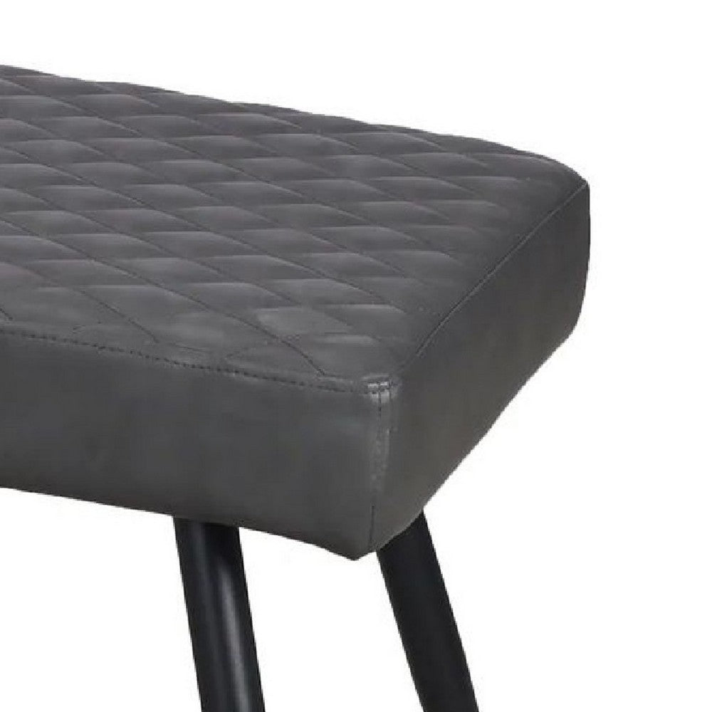 Lopi Dining Bench, 54 Inch Dark Gray Faux Leather Seat, Metal Legs -BM334637