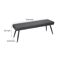 Lopi Dining Bench, 54 Inch Dark Gray Faux Leather Seat, Metal Legs -BM334637