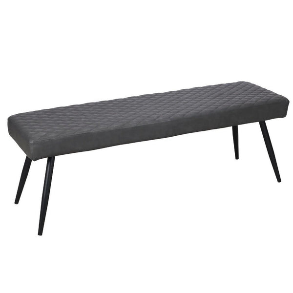 Lopi Dining Bench, 54 Inch Dark Gray Faux Leather Seat, Metal Legs -BM334637