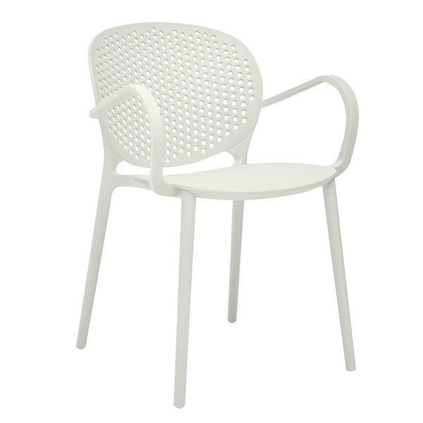Dining Chair Set of 4, White Faux Leather Seat, Silver Cantilever Base -BM334638
