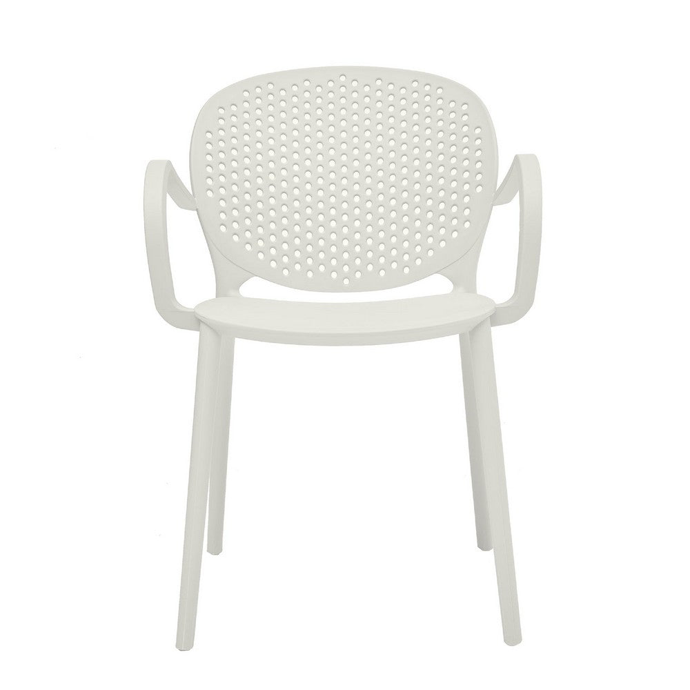 Dining Chair Set of 4, White Faux Leather Seat, Silver Cantilever Base -BM334638