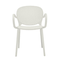 Dining Chair Set of 4, White Faux Leather Seat, Silver Cantilever Base -BM334638