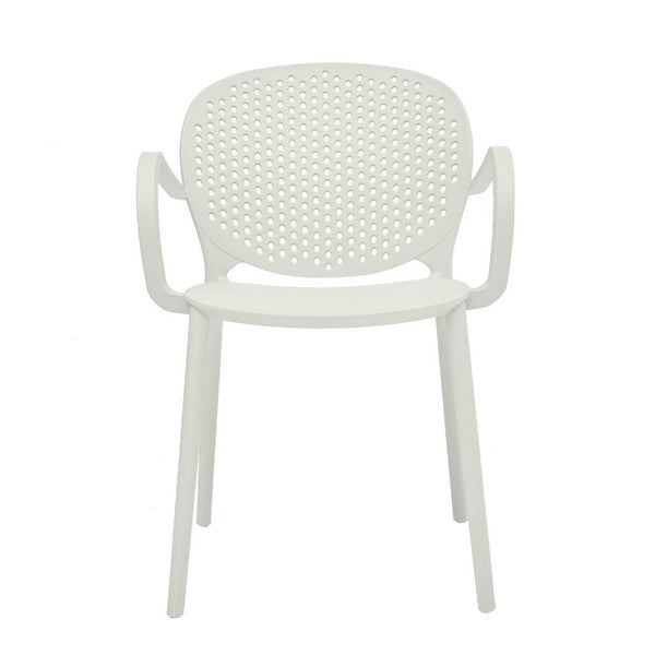 Dining Chair Set of 4, White Faux Leather Seat, Silver Cantilever Base -BM334638