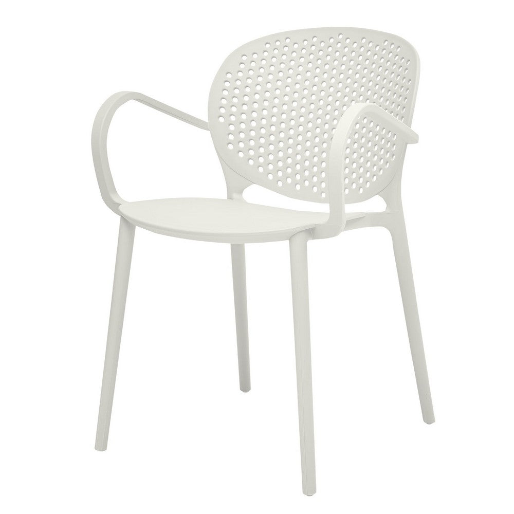 Dining Chair Set of 4, White Faux Leather Seat, Silver Cantilever Base -BM334638