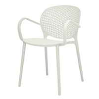 Dining Chair Set of 4, White Faux Leather Seat, Silver Cantilever Base -BM334638