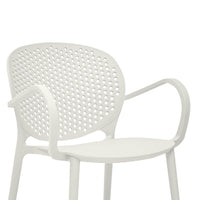 Dining Chair Set of 4, White Faux Leather Seat, Silver Cantilever Base -BM334638