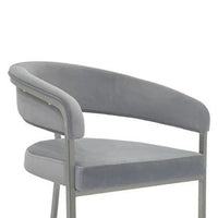 Dining Chair, Curved Padded Gray Velvet Backrest, Gold Cantilever Base -BM334639