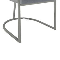 Dining Chair, Curved Padded Gray Velvet Backrest, Gold Cantilever Base -BM334639