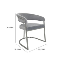 Dining Chair, Curved Padded Gray Velvet Backrest, Gold Cantilever Base -BM334639