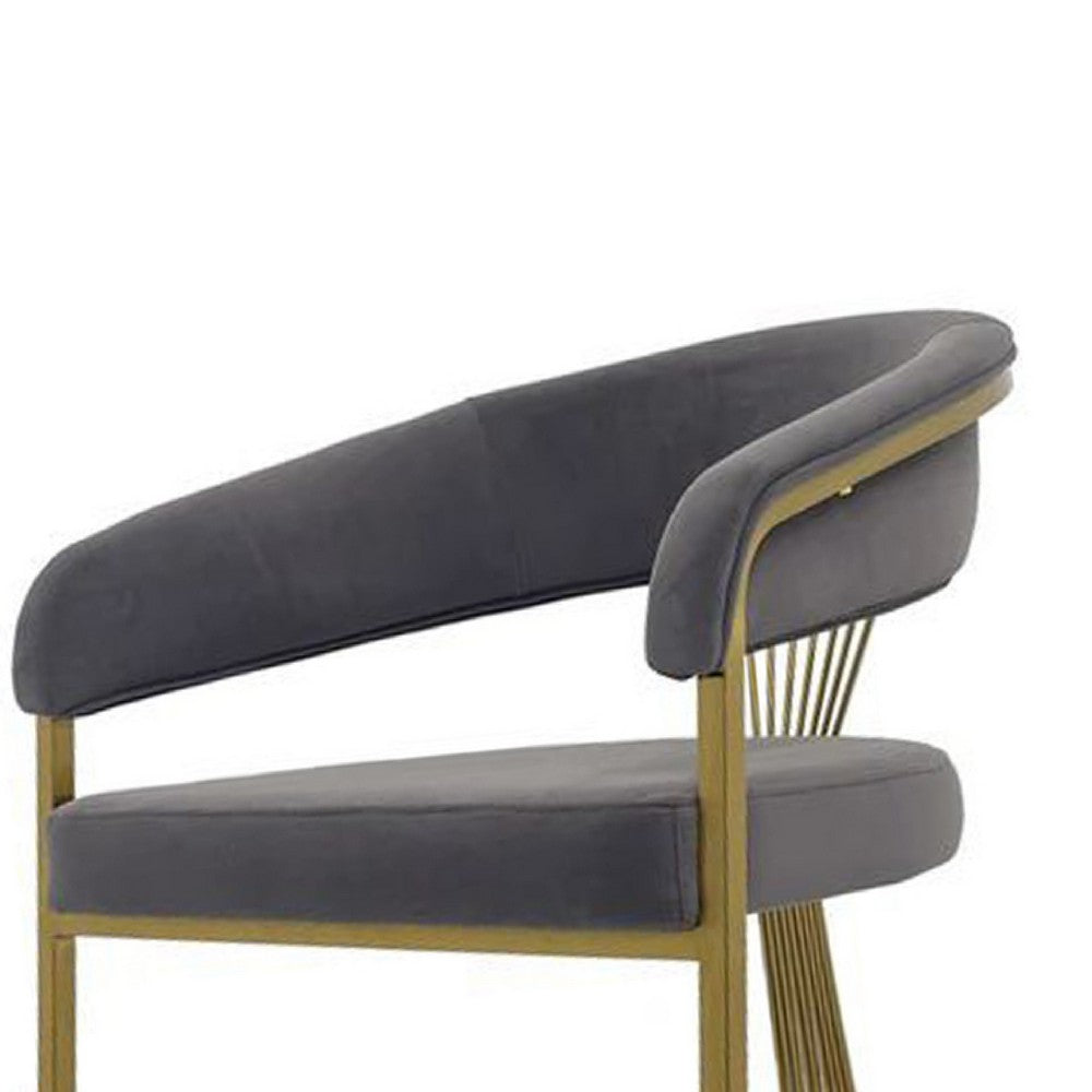Yuki Dining Chair, Curved Taupe Velvet Backrest, Gold Cantilever Base -BM334641