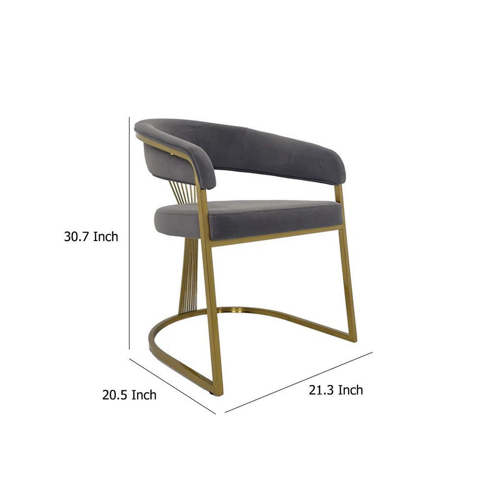 Yuki Dining Chair, Curved Taupe Velvet Backrest, Gold Cantilever Base -BM334641