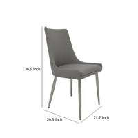 Rusa Dining Chair Set of 2, Gray Faux Leather Upholstery, Silver Legs -BM334642