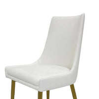 Rusa Dining Chair Set of 2, White Faux Leather Upholstery, Gold Legs -BM334644