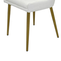 Rusa Dining Chair Set of 2, White Faux Leather Upholstery, Gold Legs -BM334644