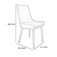 Rusa Dining Chair Set of 2, White Faux Leather Upholstery, Gold Legs -BM334644