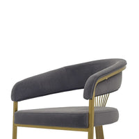 Amur Dining Chair, Gray Velvet Upholstery, Matte Gold Cantilever Base -BM334645