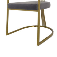 Amur Dining Chair, Gray Velvet Upholstery, Matte Gold Cantilever Base -BM334645