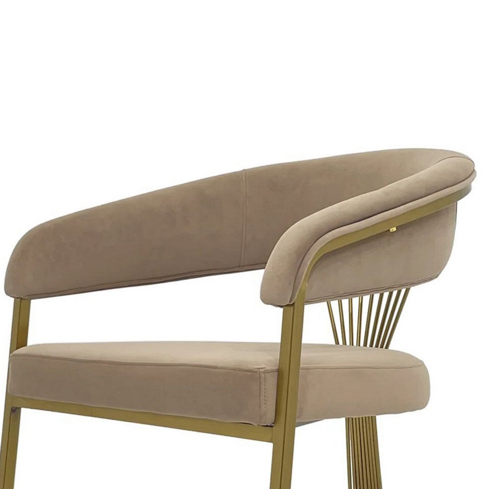 Amur Dining Chair, Taupe Velvet Upholstery, Matte Gold Cantilever Base -BM334646