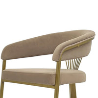 Amur Dining Chair, Taupe Velvet Upholstery, Matte Gold Cantilever Base -BM334646